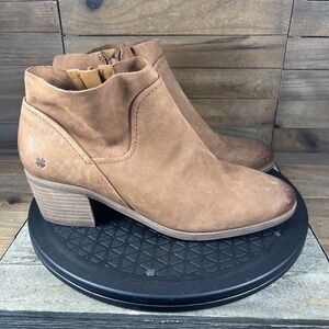 Lucky Brand Womans Size 8.5 Claral Block Brown Heel Ankle Zip Up Booties